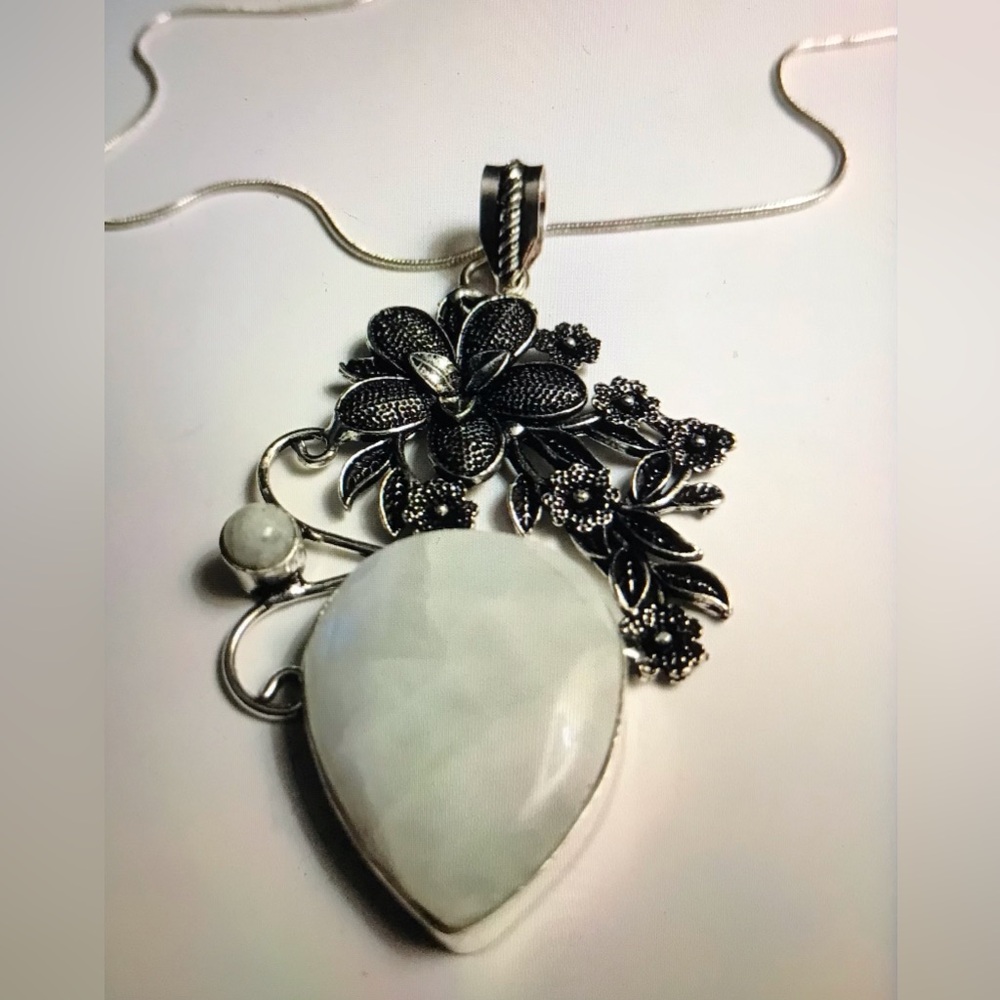 Moonstone Stamped 925 Sterling Silver Necklace